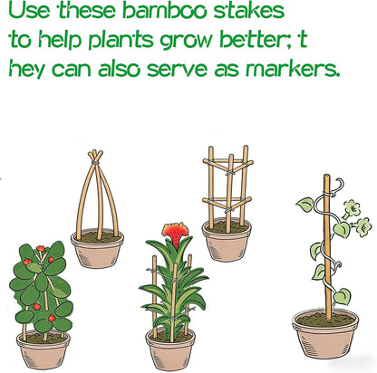 100 PCS 3FT Bamboo Plant Stakes, 6.3mm Thick Bamboo Stakes