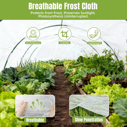 10x30Ft Plant Freeze Protection Cover with 36 Hoops & Clips