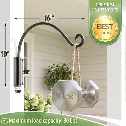 Heavy Duty Plant Hanger Bracket: 16 Inch 80 lbs Outdoor Hook
