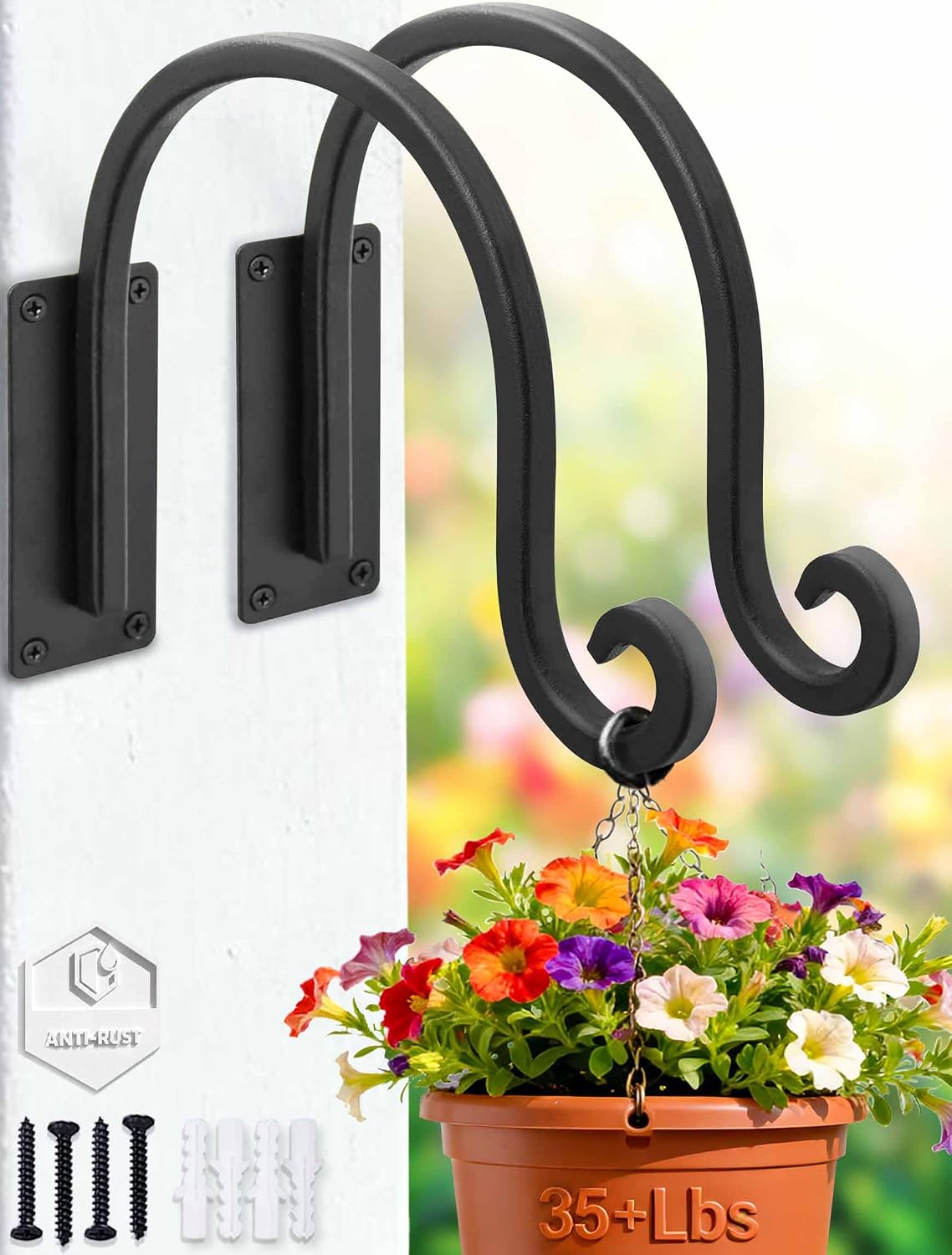 Heavy Duty Plant Hanger Bracket: 16 Inch 80 lbs Outdoor Hook