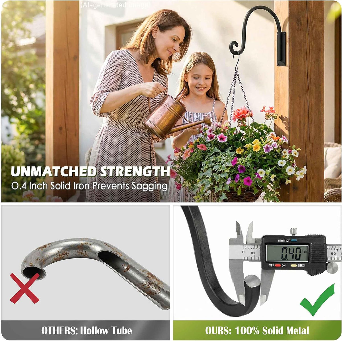 Heavy Duty Plant Hanger Bracket: 16 Inch 80 lbs Outdoor Hook