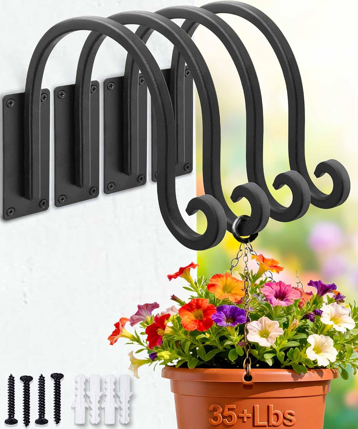 Heavy Duty Plant Hanger Bracket: 16 Inch 80 lbs Outdoor Hook