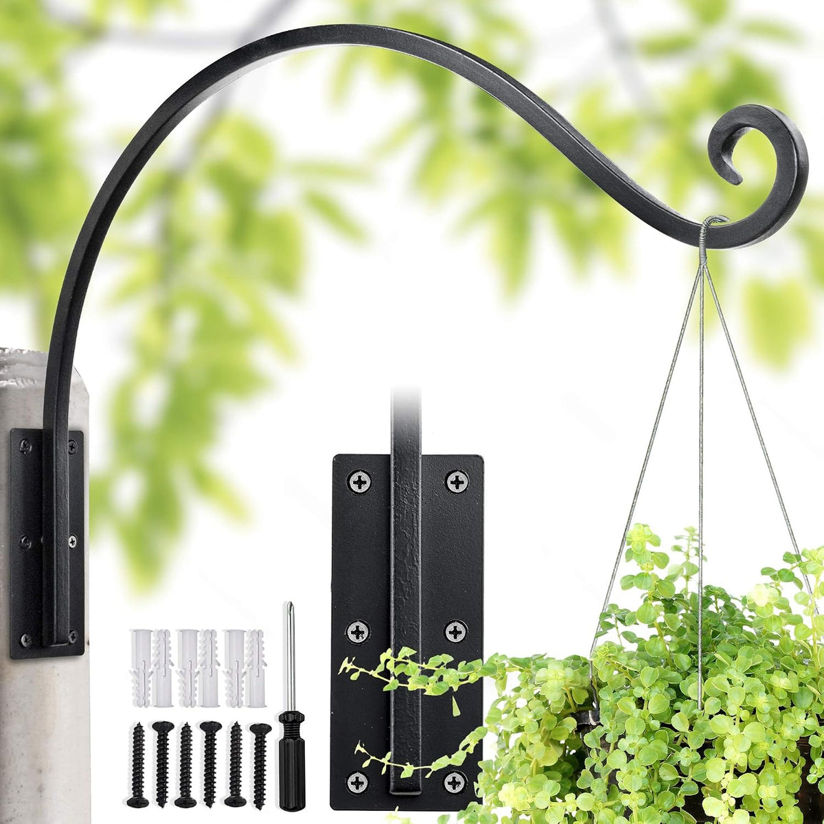 Heavy Duty Plant Hanger Bracket: 16 Inch 80 lbs Outdoor Hook