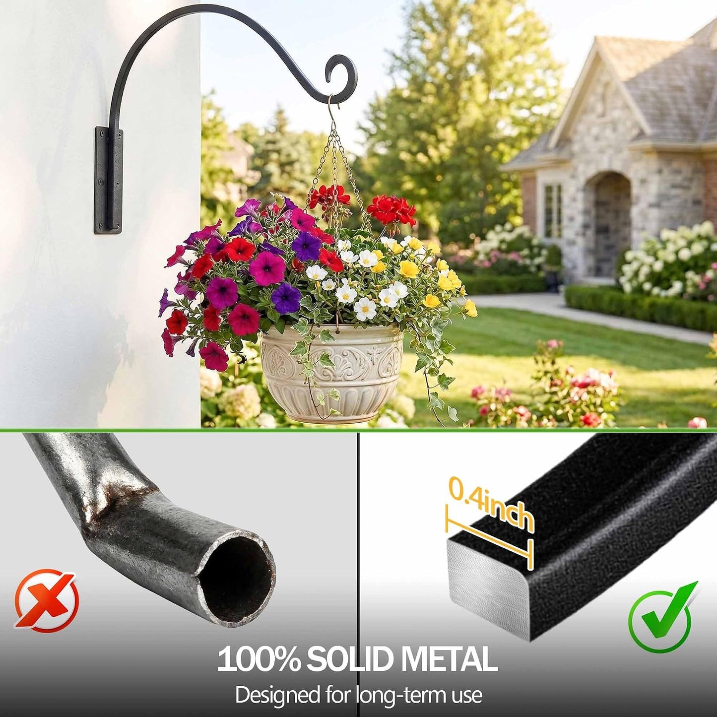 Heavy Duty Plant Hanger Bracket: 16 Inch 80 lbs Outdoor Hook