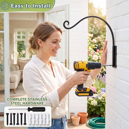 Heavy Duty Plant Hanger Bracket: 16 Inch 80 lbs Outdoor Hook