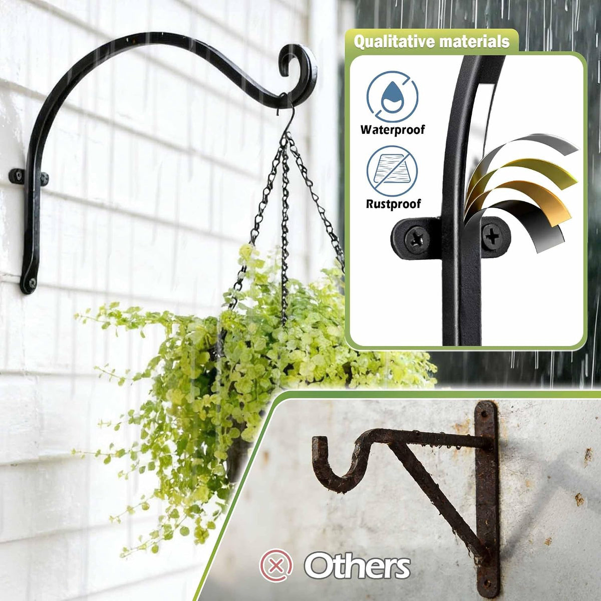 Heavy Duty Plant Hanger Bracket: 16 Inch 80 lbs Outdoor Hook