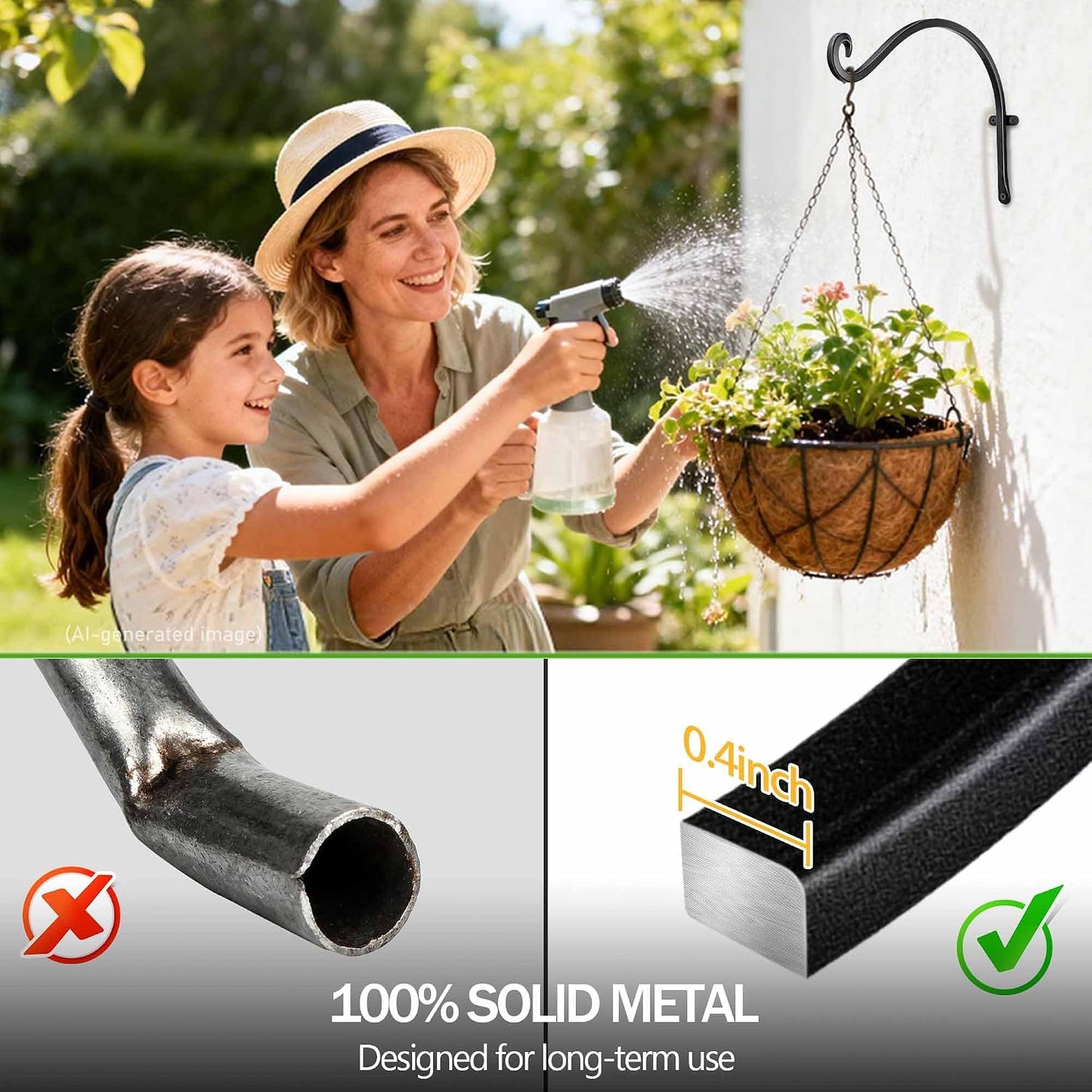 Heavy Duty Plant Hanger Bracket: 16 Inch 80 lbs Outdoor Hook