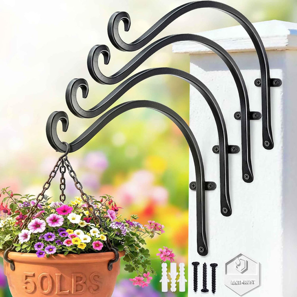 Heavy Duty Plant Hanger Bracket: 16 Inch 80 lbs Outdoor Hook