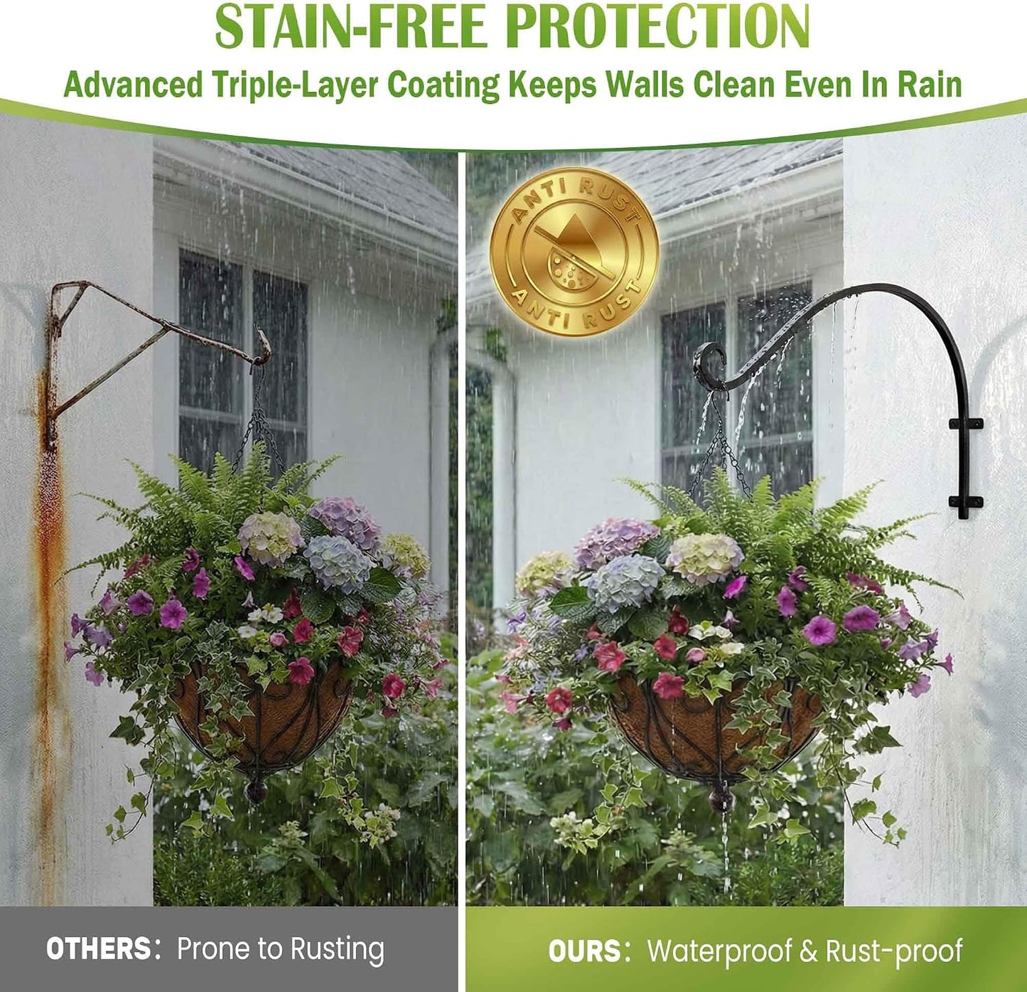 Heavy Duty Plant Hanger Bracket: 16 Inch 80 lbs Outdoor Hook