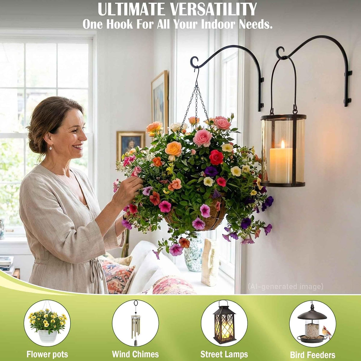 Heavy Duty Plant Hanger Bracket: 16 Inch 80 lbs Outdoor Hook