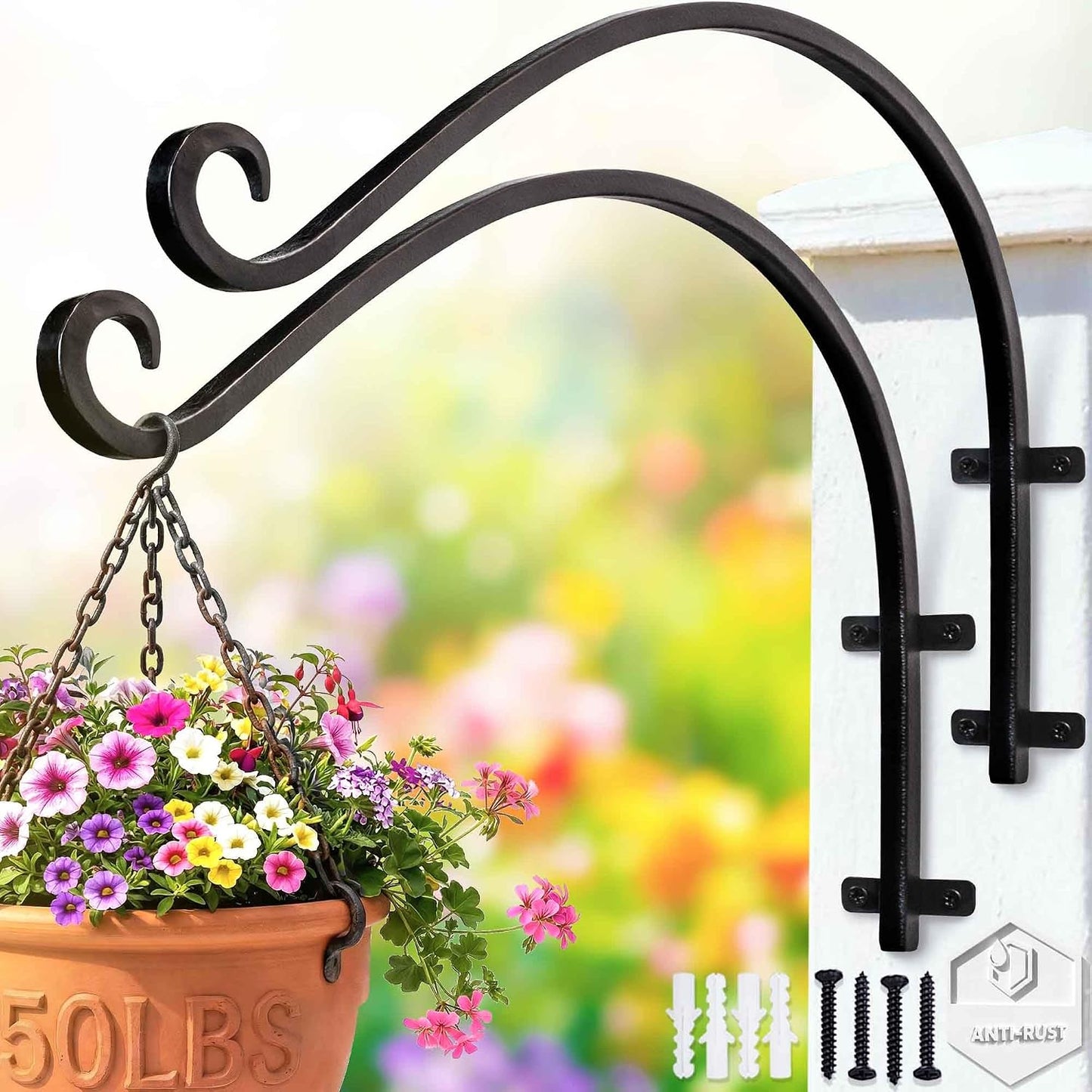 Heavy Duty Plant Hanger Bracket: 16 Inch 80 lbs Outdoor Hook