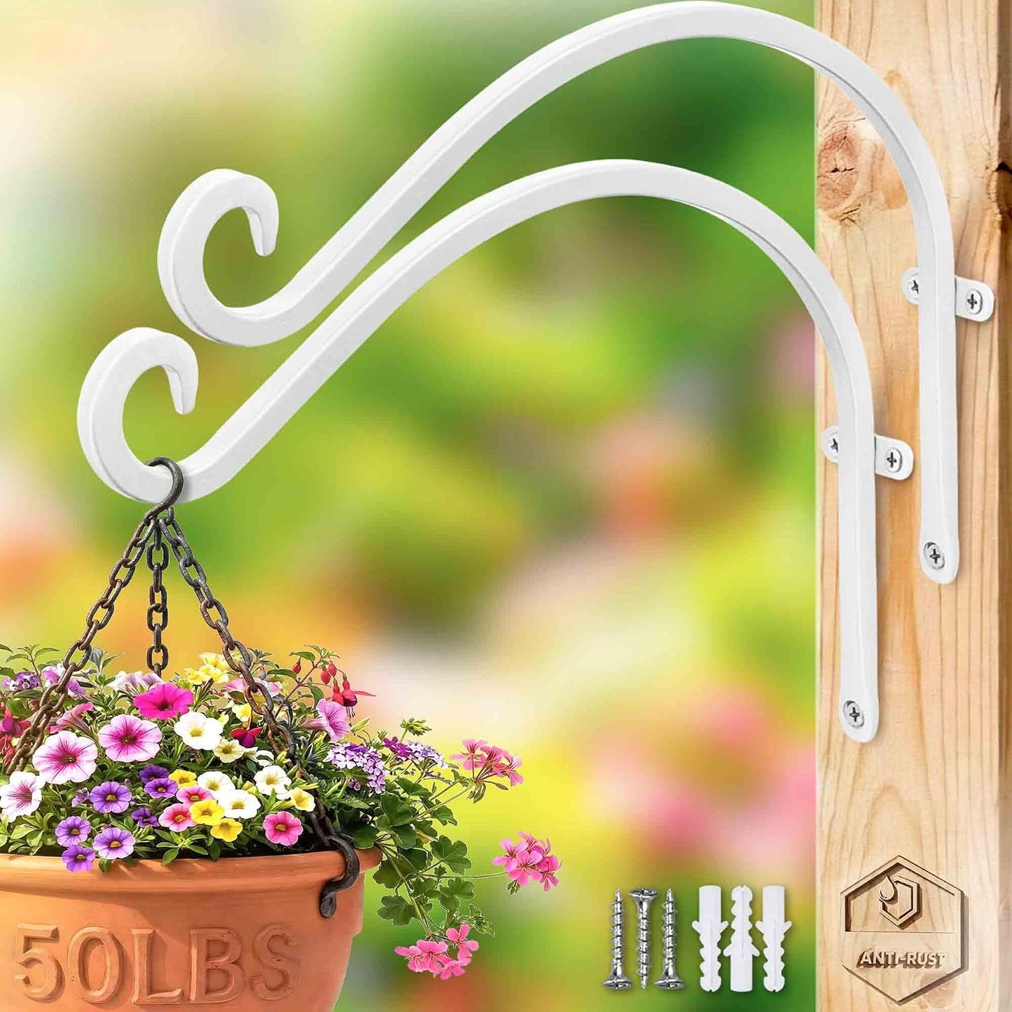 Heavy Duty Plant Hanger Bracket: 16 Inch 80 lbs Outdoor Hook