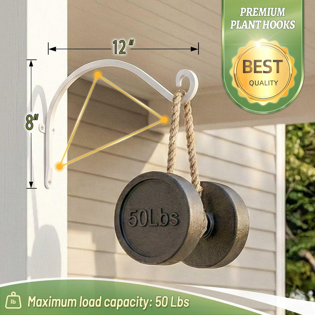 Heavy Duty Plant Hanger Bracket: 16 Inch 80 lbs Outdoor Hook