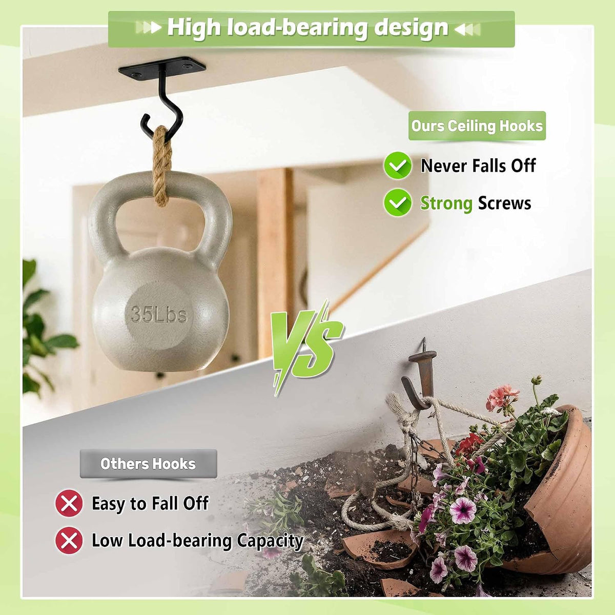 Heavy Duty Plant Hanger Bracket: 16 Inch 80 lbs Outdoor Hook