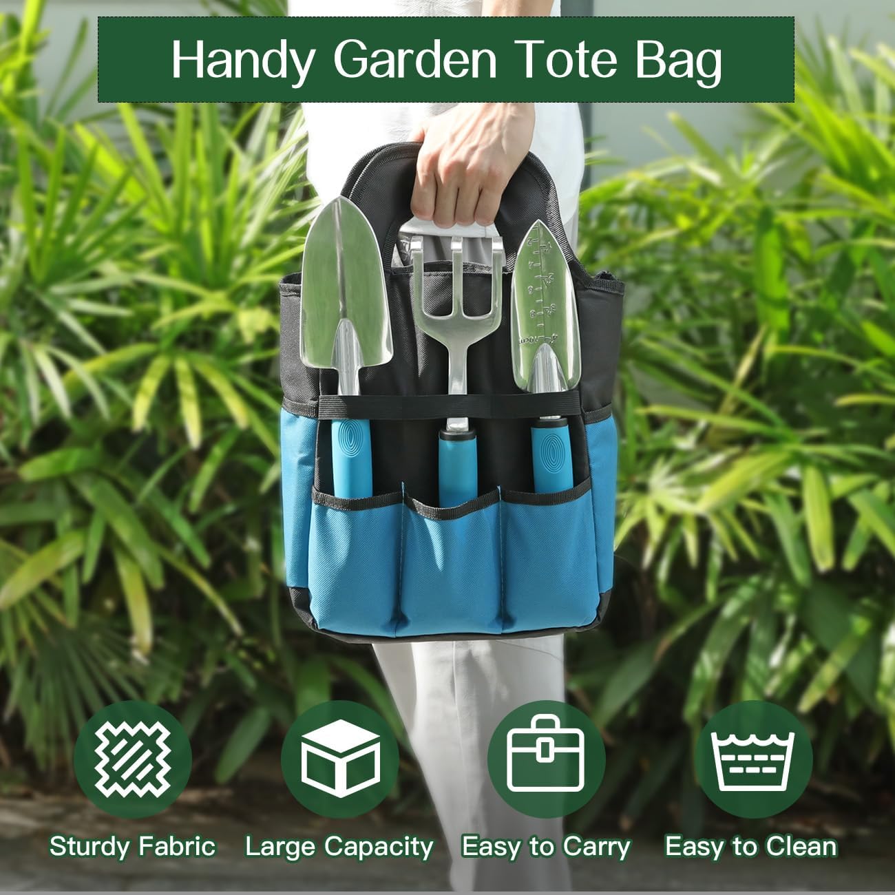 Gardening Tools Set, 8PCS Gardening Gifts for Women, Blue+Black