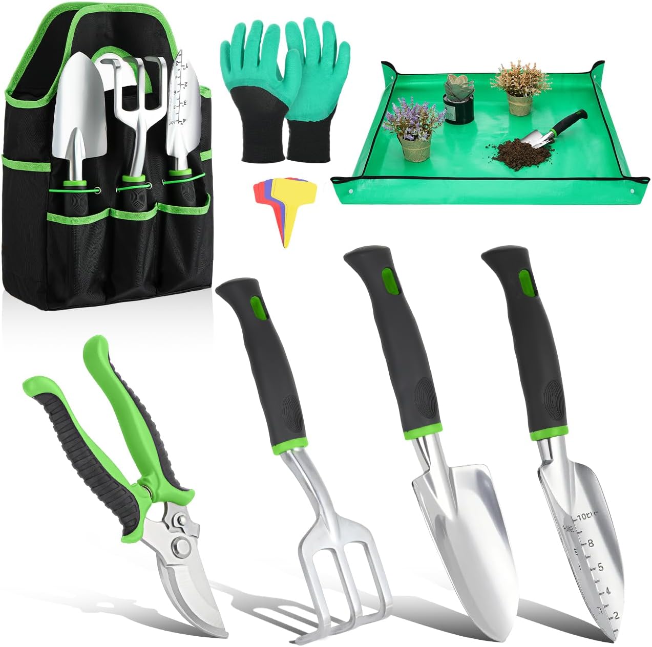 Gardening Tools Set, 8PCS Gardening Gifts for Women, Blue+Black