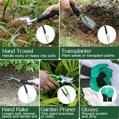Gardening Tools Set, 8PCS Gardening Gifts for Women, Blue+Black
