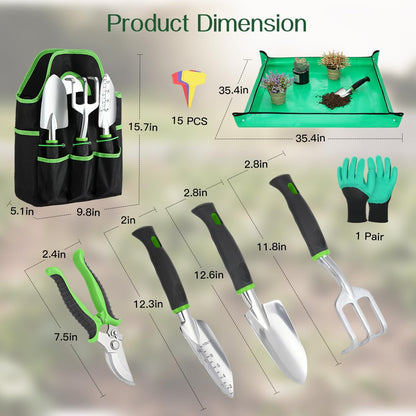 Gardening Tools Set, 8PCS Gardening Gifts for Women, Blue+Black