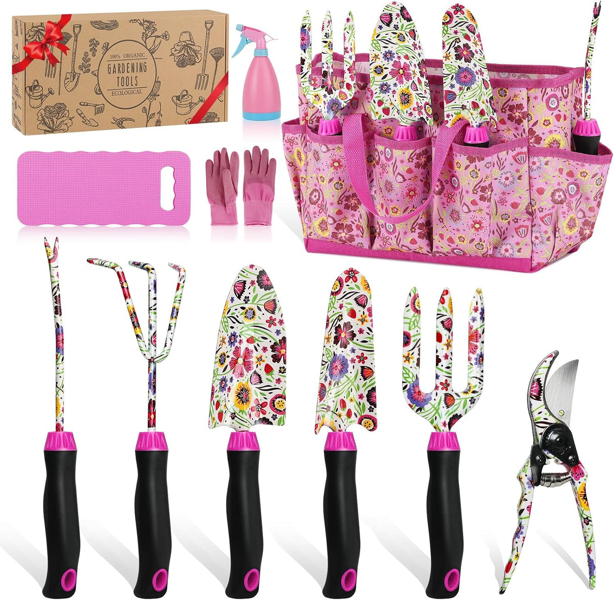 Gardening Tools Set, 8PCS Gardening Gifts for Women, Blue+Black