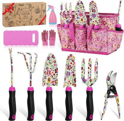 Gardening Tools Set, 8PCS Gardening Gifts for Women, Blue+Black
