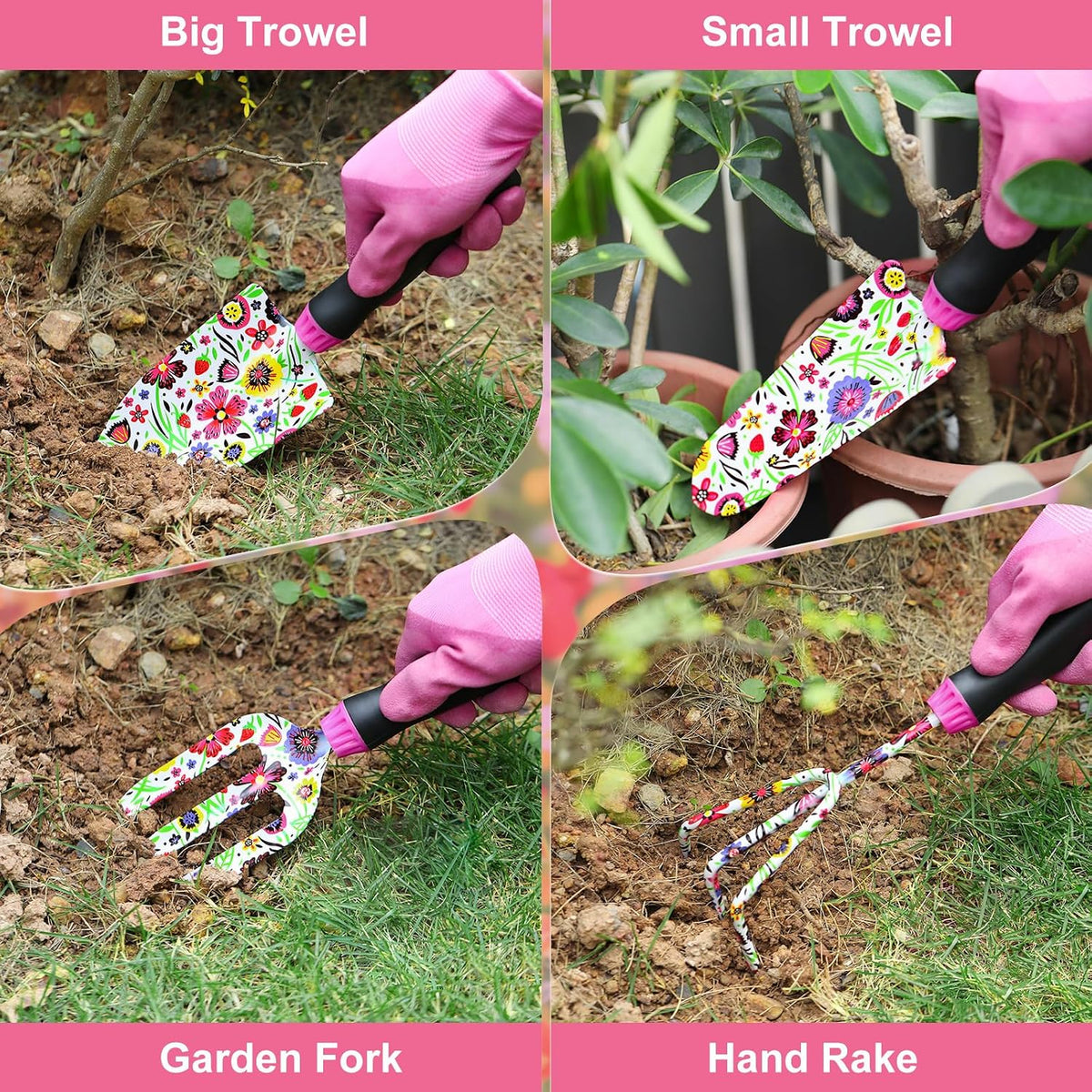 Gardening Tools Set, 8PCS Gardening Gifts for Women, Blue+Black