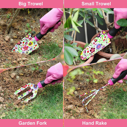 Gardening Tools Set, 8PCS Gardening Gifts for Women, Blue+Black
