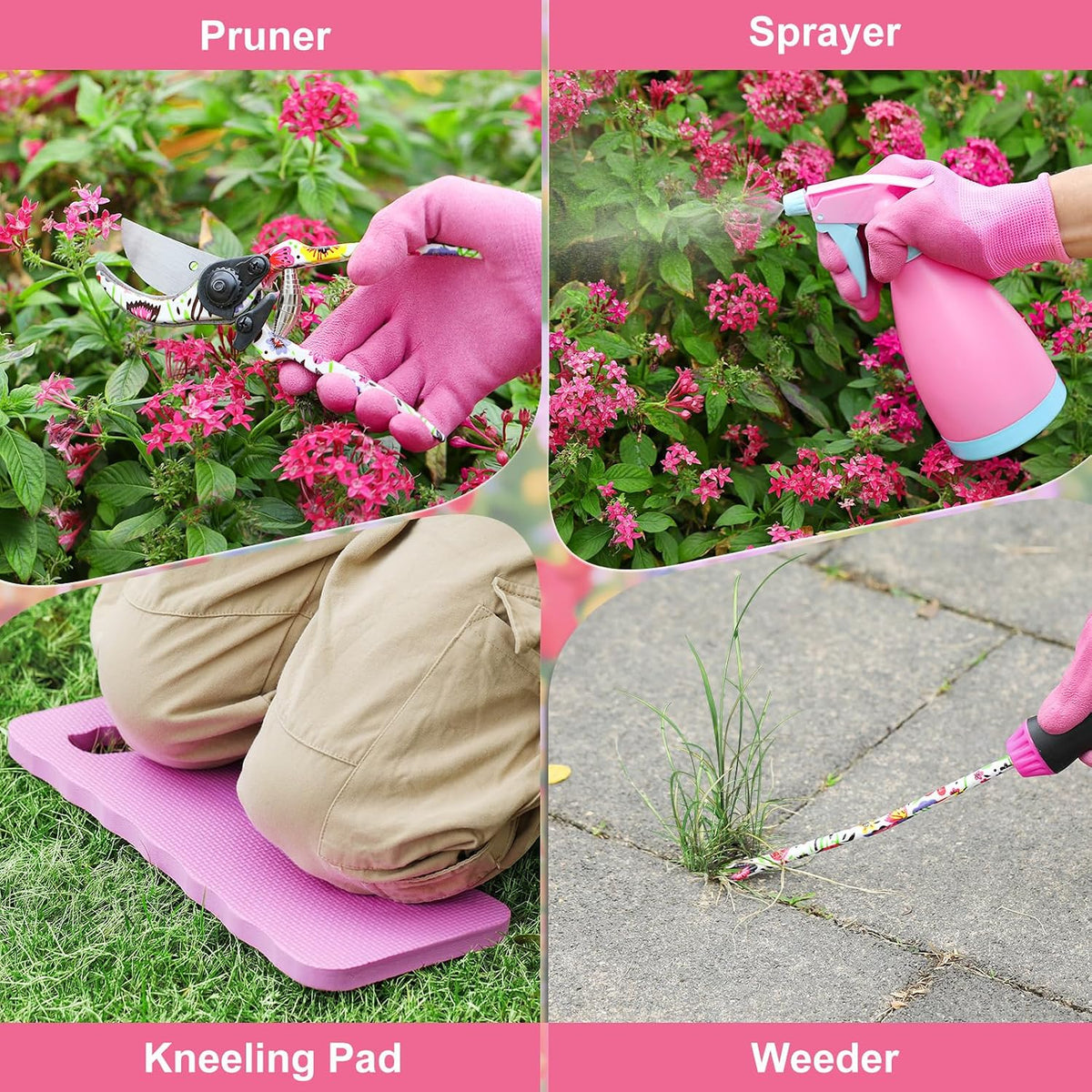 Gardening Tools Set, 8PCS Gardening Gifts for Women, Blue+Black