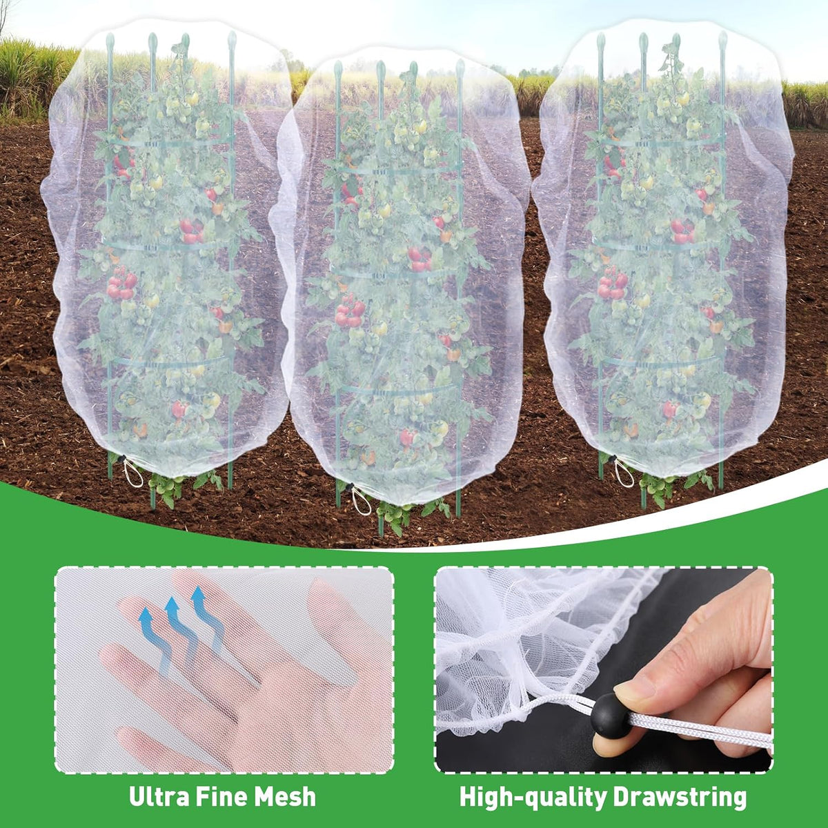 6 Pcs 4x5ft Insect Bird Garden Netting for Protecting Plant
