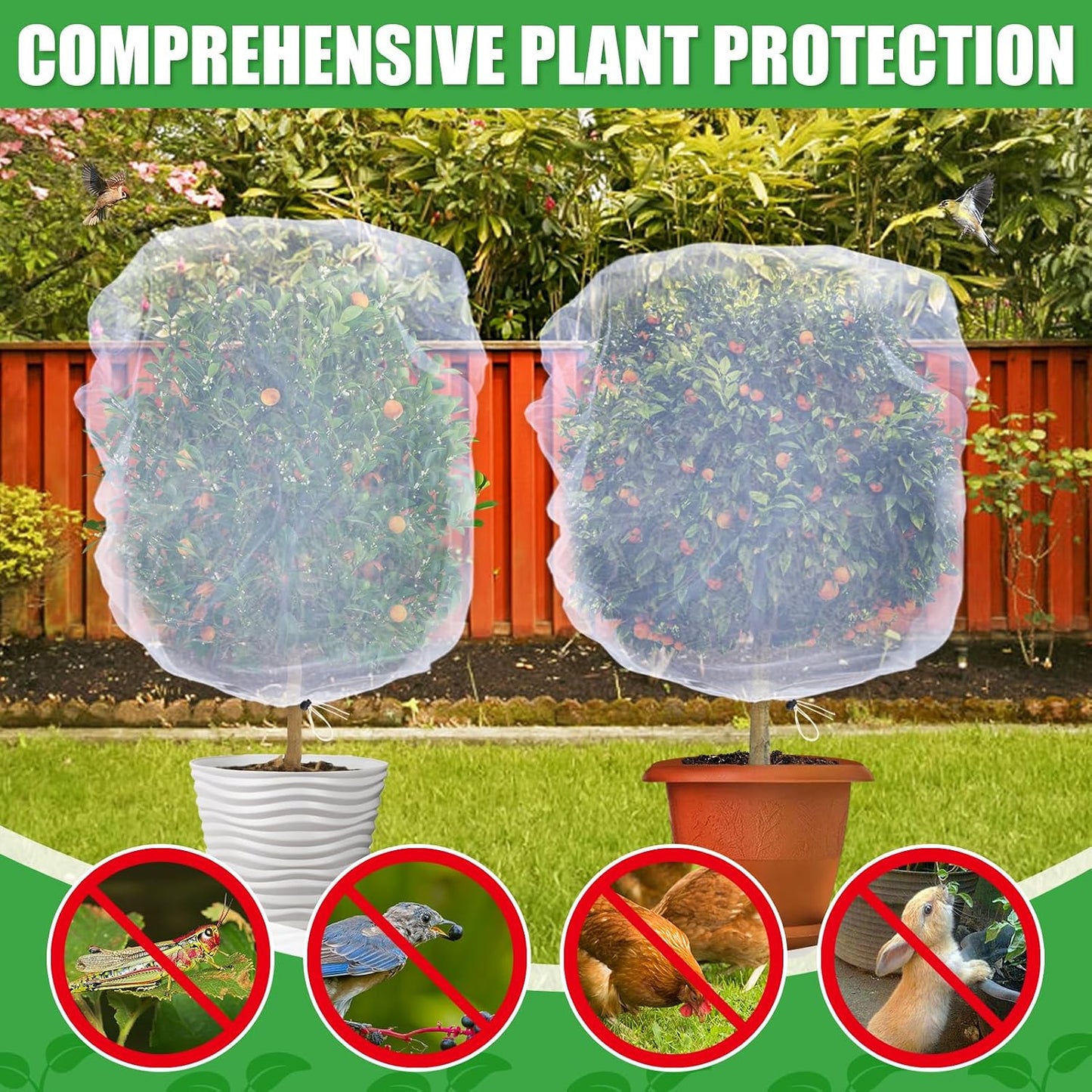6 Pcs 4x5ft Insect Bird Garden Netting for Protecting Plant