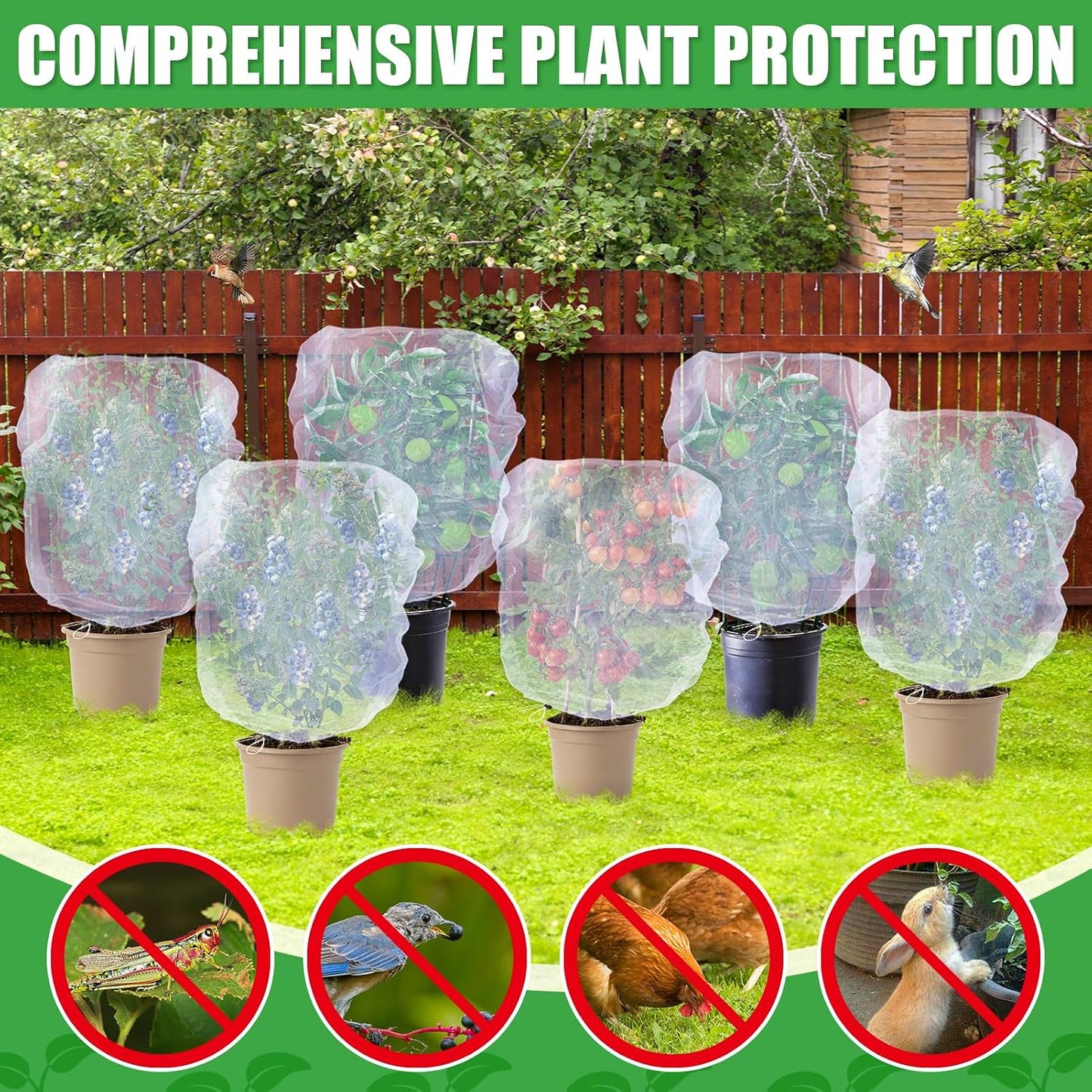 6 Pcs 4x5ft Insect Bird Garden Netting for Protecting Plant