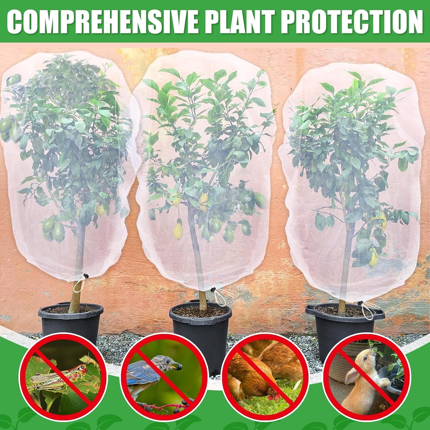 6 Pcs 4x5ft Insect Bird Garden Netting for Protecting Plant