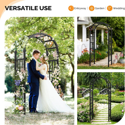 Vinyl Garden Arbor, PVC Wedding Arch for Ceremony Party, Garden Trellis for Climbing Plants Outdoor, Arch Backdrop Stand for Garden, Backyard, Lawn (Black, 39.5in)