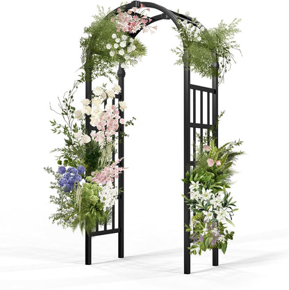 Vinyl Garden Arbor, PVC Wedding Arch for Ceremony Party, Garden Trellis for Climbing Plants Outdoor, Arch Backdrop Stand for Garden, Backyard, Lawn (Black, 39.5in)