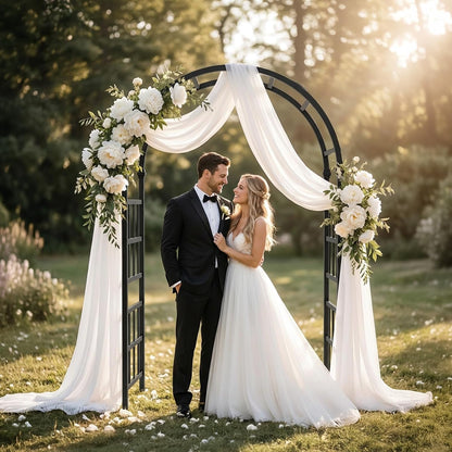 Vinyl Garden Arbor, PVC Wedding Arch for Ceremony Party, Garden Trellis for Climbing Plants Outdoor, Arch Backdrop Stand for Garden, Backyard, Lawn (Black, 39.5in)