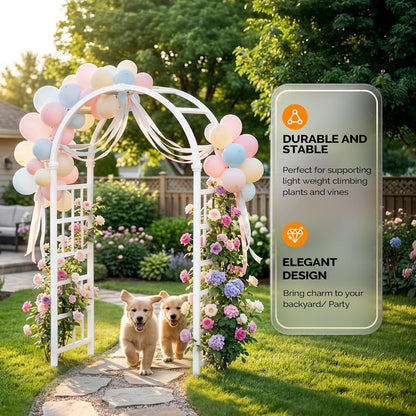 Vinyl Garden Arbor, PVC Wedding Arch for Ceremony Party, Garden Trellis for Climbing Plants Outdoor, Arch Backdrop Stand for Garden, Backyard, Lawn (Black, 39.5in)