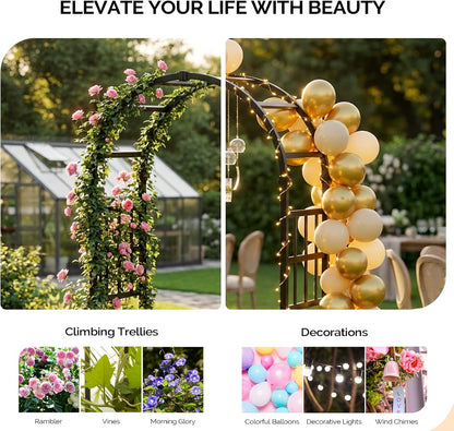 Vinyl Garden Arbor, PVC Wedding Arch for Ceremony Party, Garden Trellis for Climbing Plants Outdoor, Arch Backdrop Stand for Garden, Backyard, Lawn (Black, 39.5in)