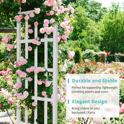 Vinyl Garden Arbor, PVC Wedding Arch for Ceremony Party, Garden Trellis for Climbing Plants Outdoor, Arch Backdrop Stand for Garden, Backyard, Lawn (Black, 39.5in)