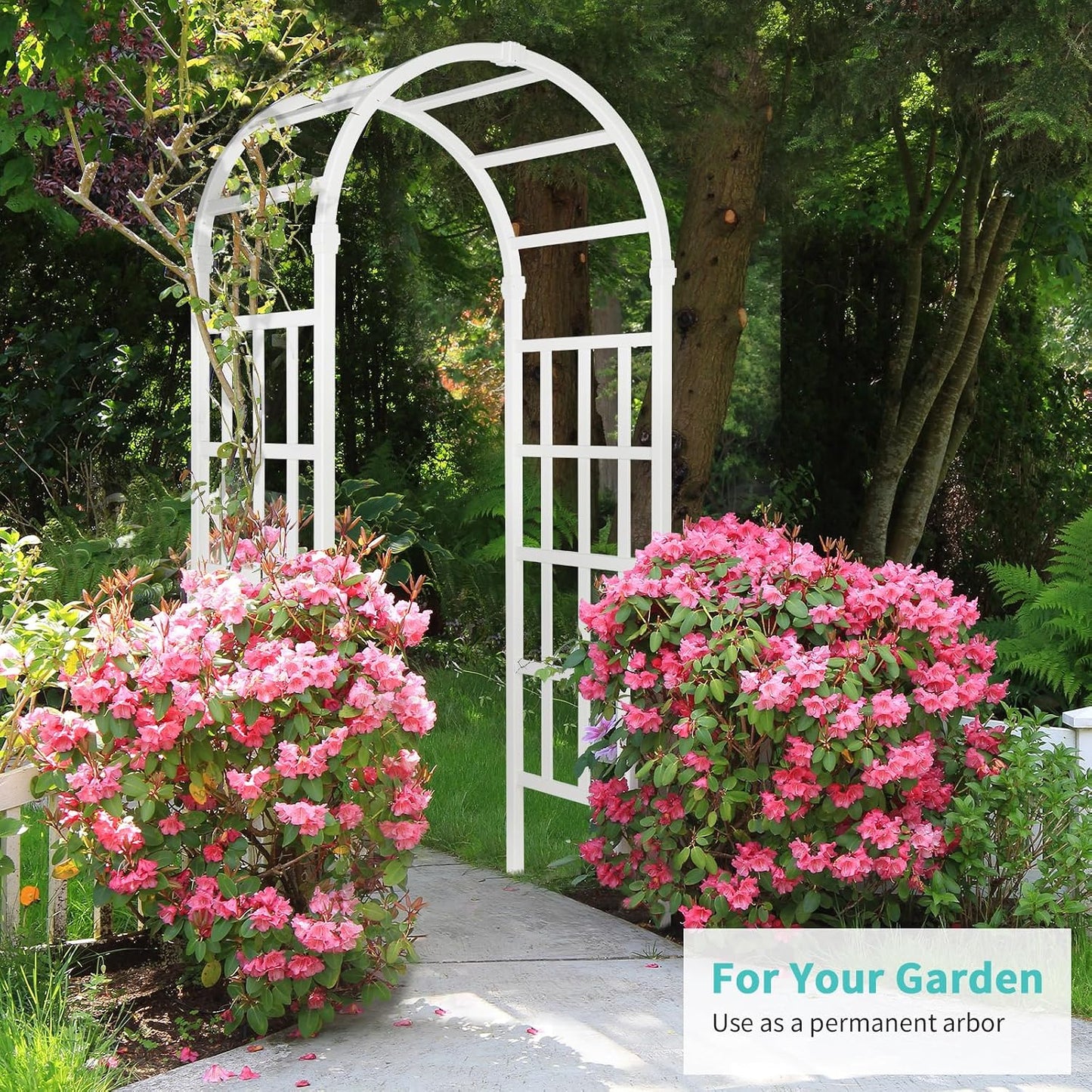Vinyl Garden Arbor, PVC Wedding Arch for Ceremony Party, Garden Trellis for Climbing Plants Outdoor, Arch Backdrop Stand for Garden, Backyard, Lawn (Black, 39.5in)