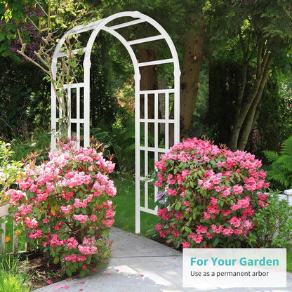 Vinyl Garden Arbor, PVC Wedding Arch for Ceremony Party, Garden Trellis for Climbing Plants Outdoor, Arch Backdrop Stand for Garden, Backyard, Lawn (Black, 39.5in)