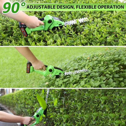 Cordless Hedge Trimmer & Grass Shears -24V Electric Shrub Trimmer Grass Shears Handheld Grass Cutter, Hedge Shear with 2 PCS Rechargeable Battery, Charger and Toolbox to for Garden, Lawn,Green