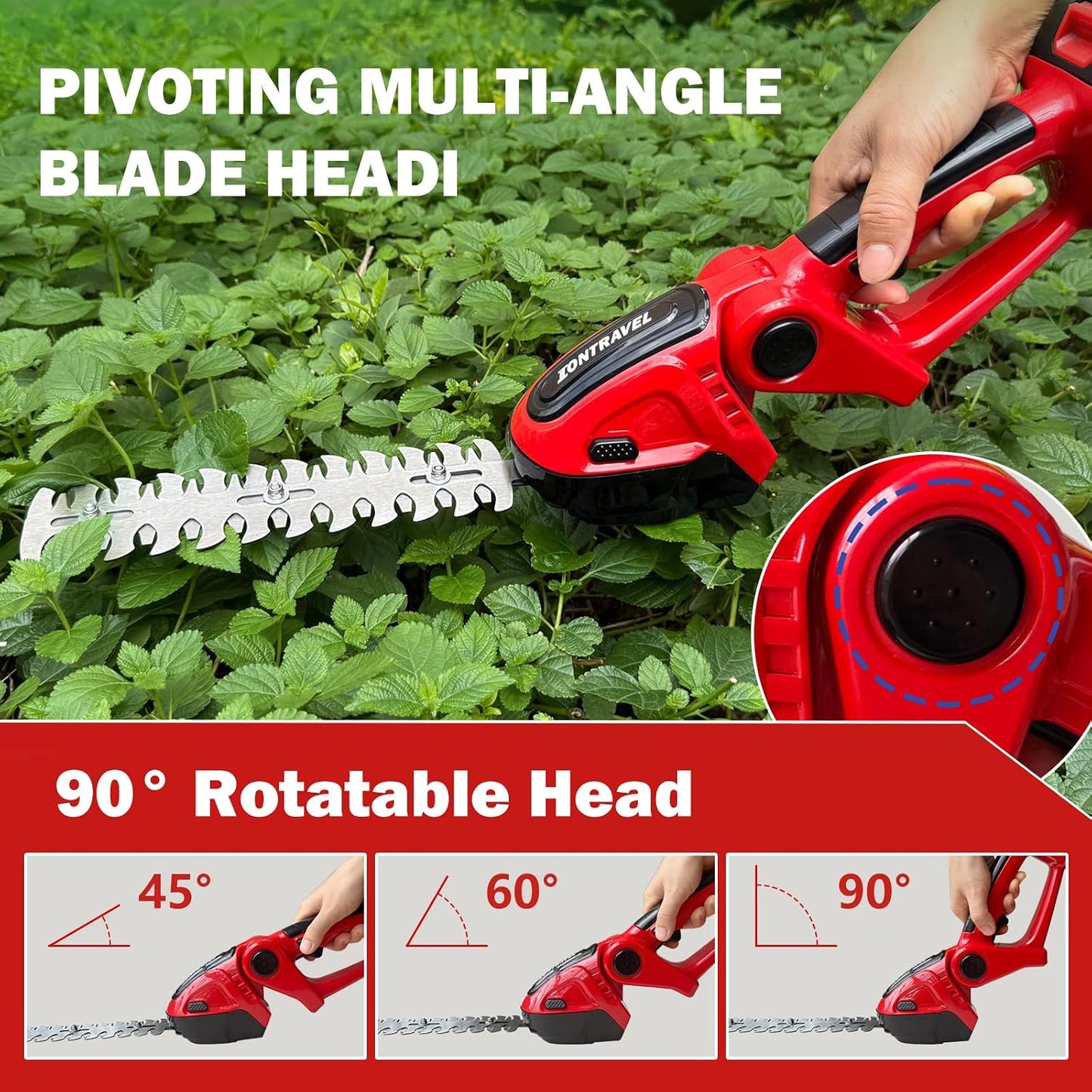 Cordless Hedge Trimmer & Grass Shears -24V Electric Shrub Trimmer Grass Shears Handheld Grass Cutter, Hedge Shear with 2 PCS Rechargeable Battery, Charger and Toolbox to for Garden, Lawn,Green