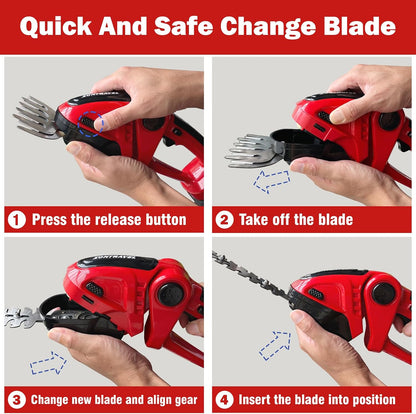 Cordless Hedge Trimmer & Grass Shears -24V Electric Shrub Trimmer Grass Shears Handheld Grass Cutter, Hedge Shear with 2 PCS Rechargeable Battery, Charger and Toolbox to for Garden, Lawn,Green
