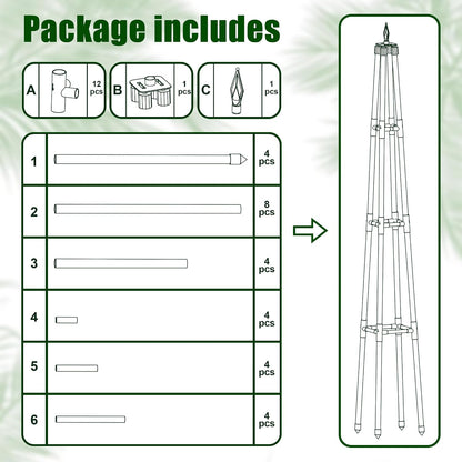 6FT Obelisk Trellis for Climbing Plants Outdoor, 16mm Rust-Proof Extra Thickened Plastic-Coated Metal Pipes, Indoor Climbing Support for Potted Plants, Vines, Flowers Stands,Black