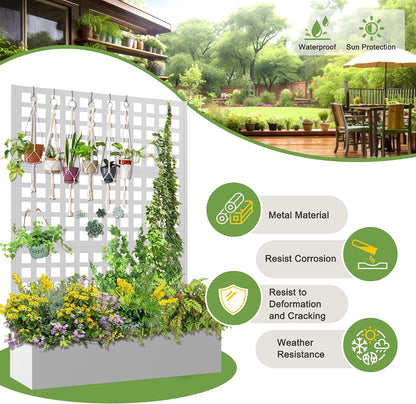 71" H Metal Planter Box with Trellis, Black Louvered