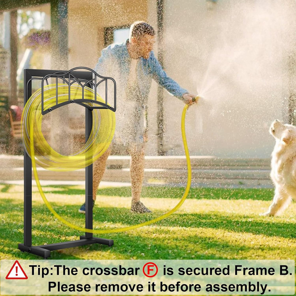 Garden Hose Holder -Upgraded Hose Holder Holds 100-feet Hose,Freestanding Heavy Duty Hose Hanger,Sturdy Hose Stand for Lawn & Yard (Cloud, 1)