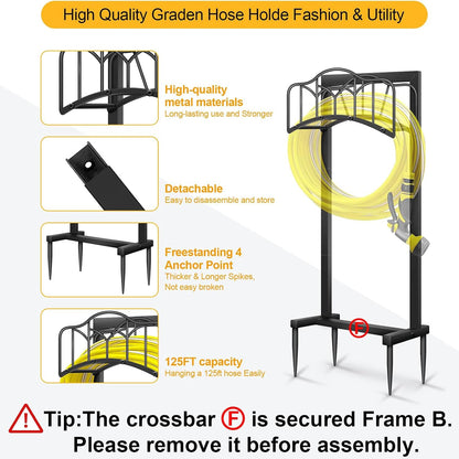 Garden Hose Holder -Upgraded Hose Holder Holds 100-feet Hose,Freestanding Heavy Duty Hose Hanger,Sturdy Hose Stand for Lawn & Yard (Cloud, 1)