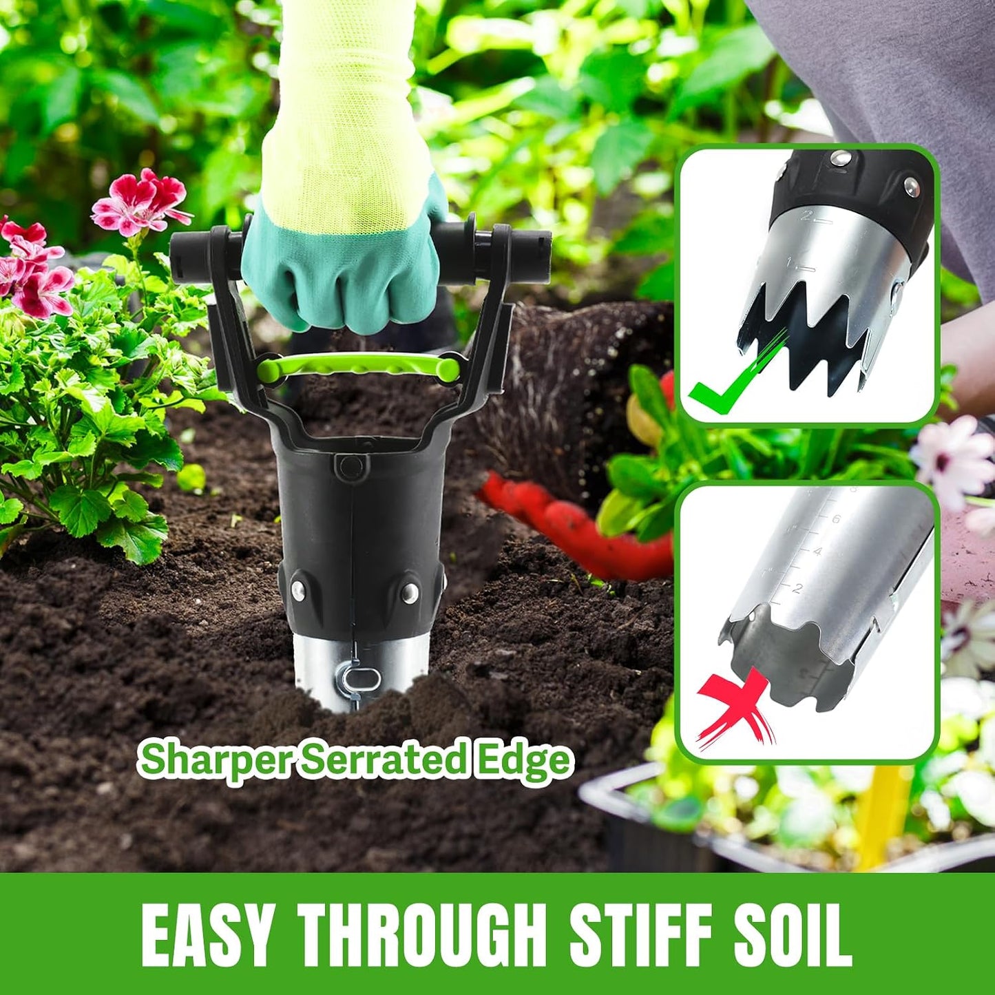 5 Inch Depth Bulb Planter Tool with Automatic Soil Release for Garden