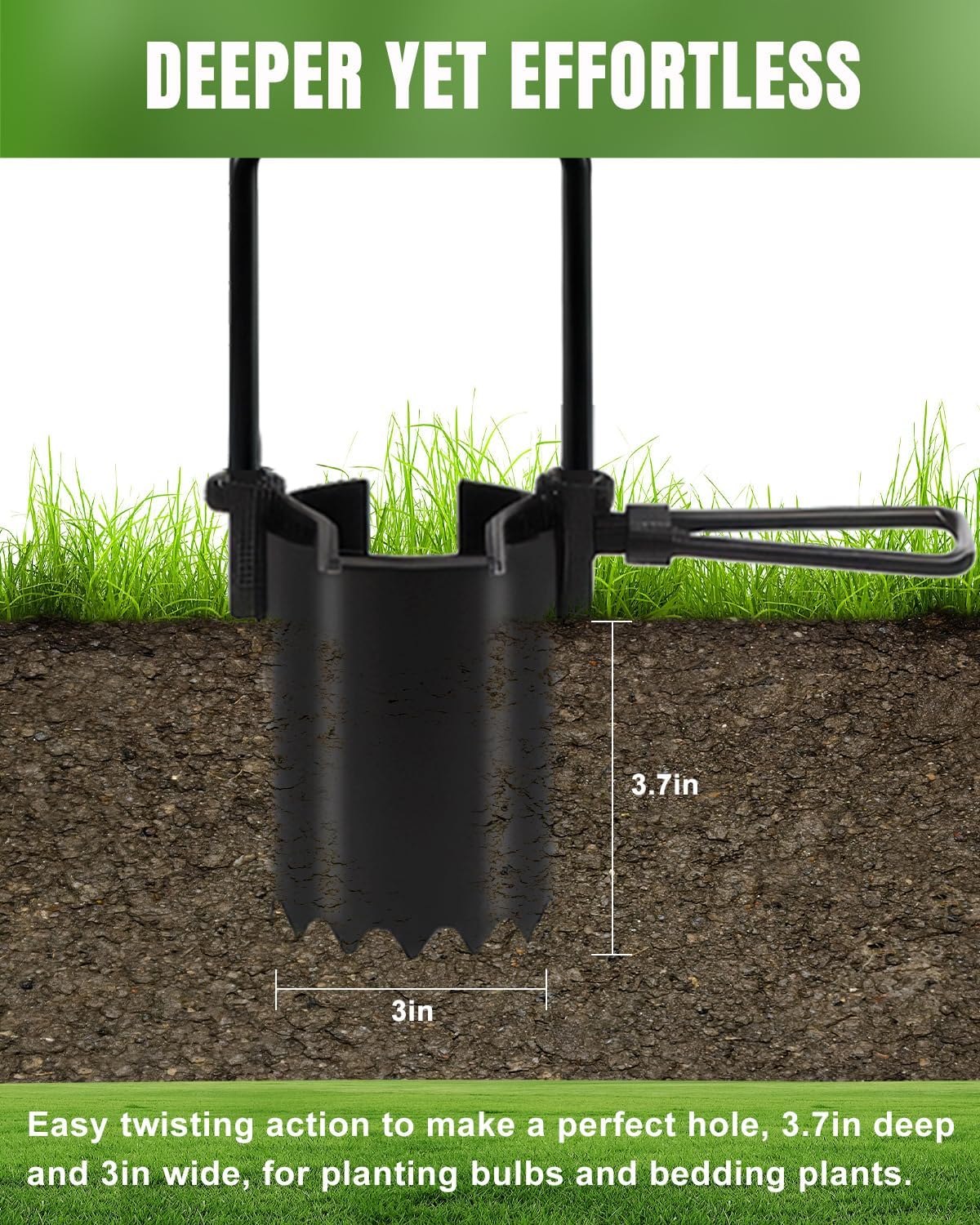 5 Inch Depth Bulb Planter Tool with Automatic Soil Release for Garden