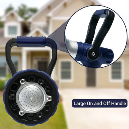 Garden Hose Nozzle, 6 Spray Patterns Heavy Duty Metal Water Nozzle with High Pressure for Watering, Cleaning, Washing (Blue)