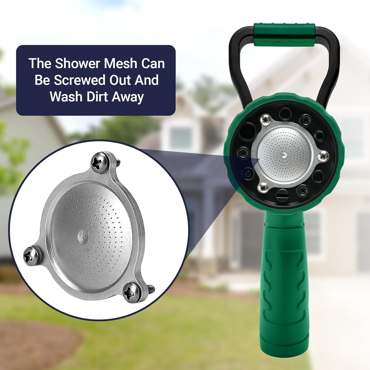 Garden Hose Nozzle, 6 Spray Patterns Heavy Duty Metal Water Nozzle with High Pressure for Watering, Cleaning, Washing (Blue)